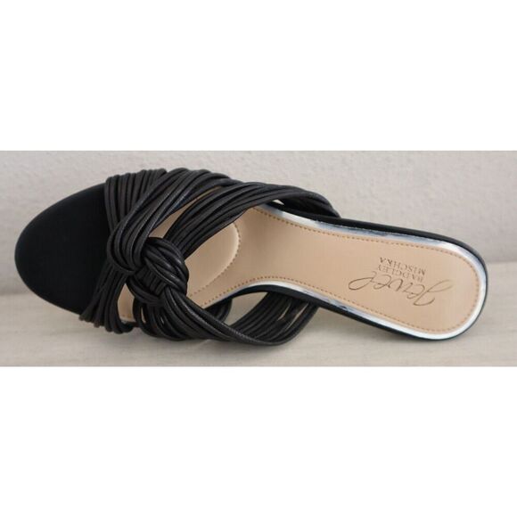 Jewel Badgley Mischka Women's Sz 5 Black Leather Mia Evening Slide Sandals - Picture 6 of 16